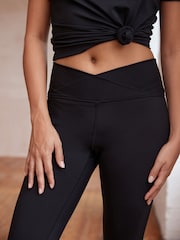 Black Active Studio Sports Wrap Front Dry Tech High Waist Full Length Leggings - Image 5 of 8