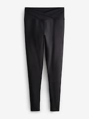 Black Active Studio Sports Wrap Front Dry Tech High Waist Full Length Leggings - Image 7 of 8