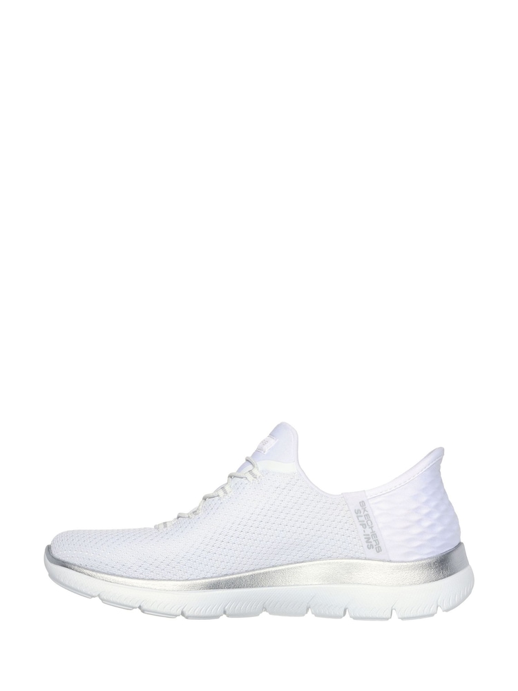 Skechers White Pink Womens Slip In Summits Dazzling Haze Trainers - Image 2 of 5