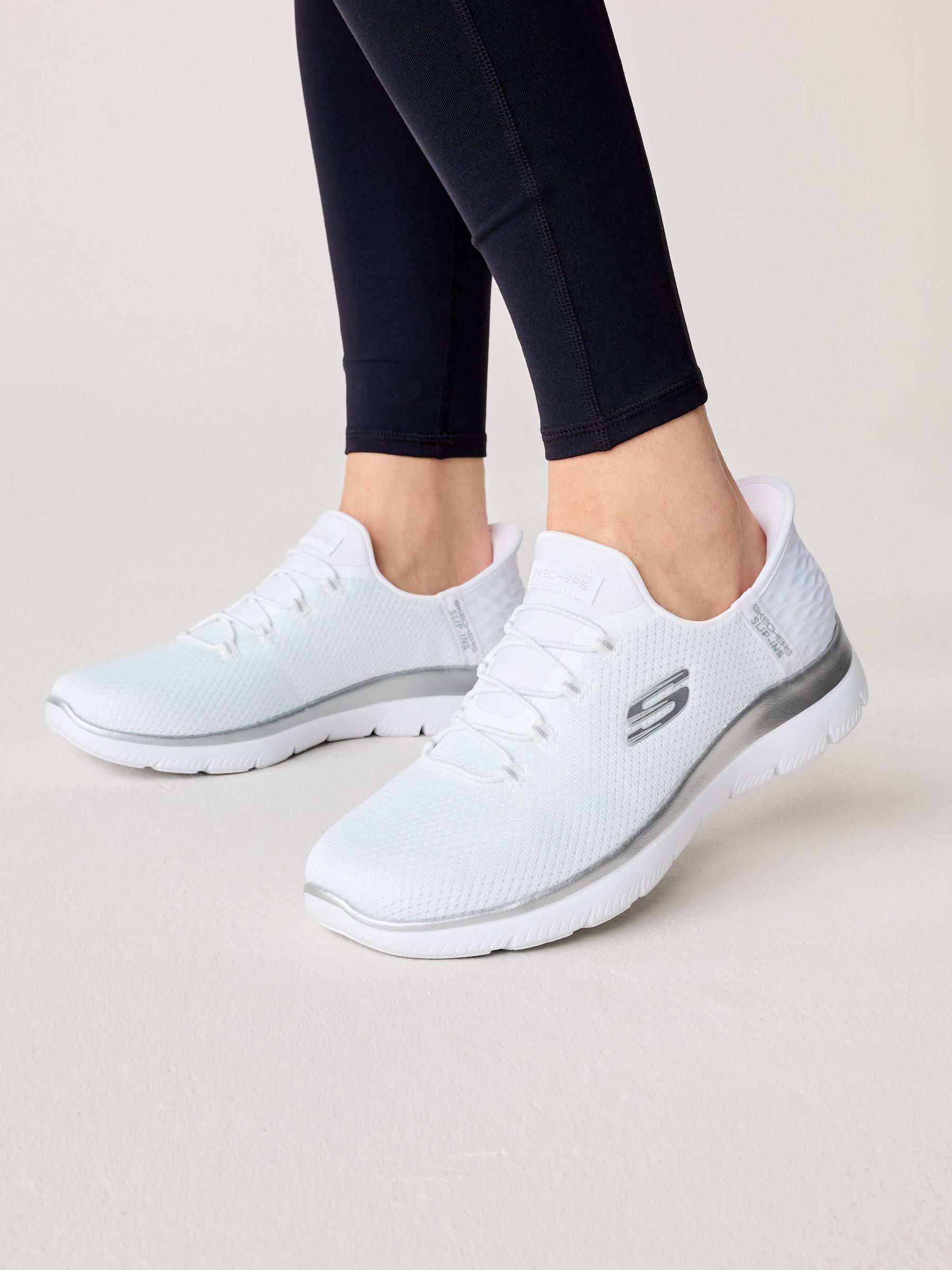 Buy Skechers White Womens Slip In Summits Dazzling Haze Trainers