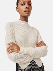 Jigsaw Cream Lace Trim Knitted Dress - Image 4 of 7