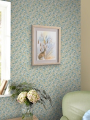 Laura Ashley Newport Blue Loveston 10M Wallpaper - Image 1 of 4