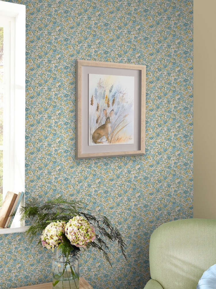 Laura Ashley Newport Blue Loveston 10M Wallpaper - Image 1 of 4