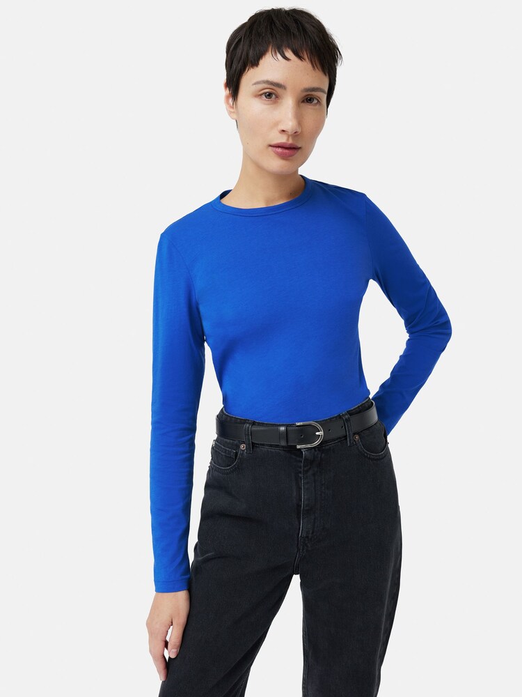 Jigsaw Blue Long Sleeve 100% Cotton Top - Image 1 of 7