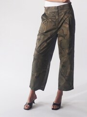 Religion Green Lightweight Cargo Trousers in Camo Print - Image 1 of 6