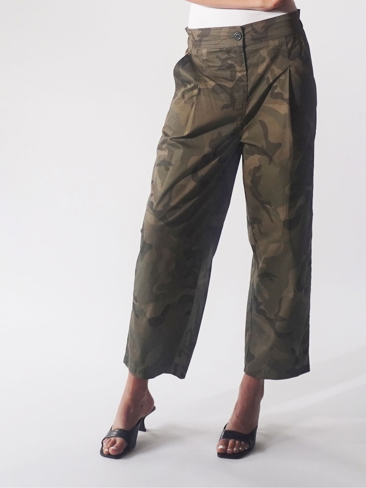 Religion Green Lightweight Cargo Trousers in Camo Print - Image 1 of 6