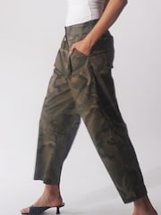 Religion Green Lightweight Cargo Trousers in Camo Print - Image 2 of 6
