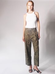 Religion Green Lightweight Cargo Trousers in Camo Print - Image 4 of 6