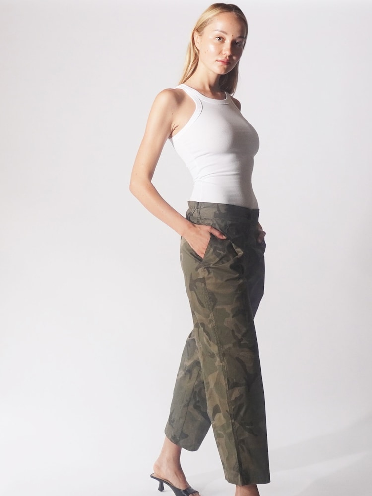 Religion Green Lightweight Cargo Trousers in Camo Print - Image 6 of 6