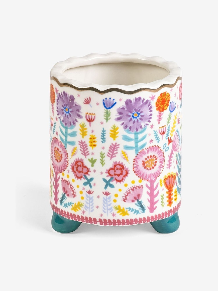Lucy Tiffney x Next Multi Floral Footed Plant Pot - Image 4 of 4