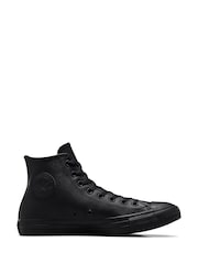 Converse Black Leather High Top Trainers - Image 1 of 11