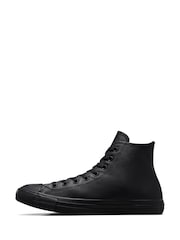 Converse Black Leather High Top Trainers - Image 2 of 11