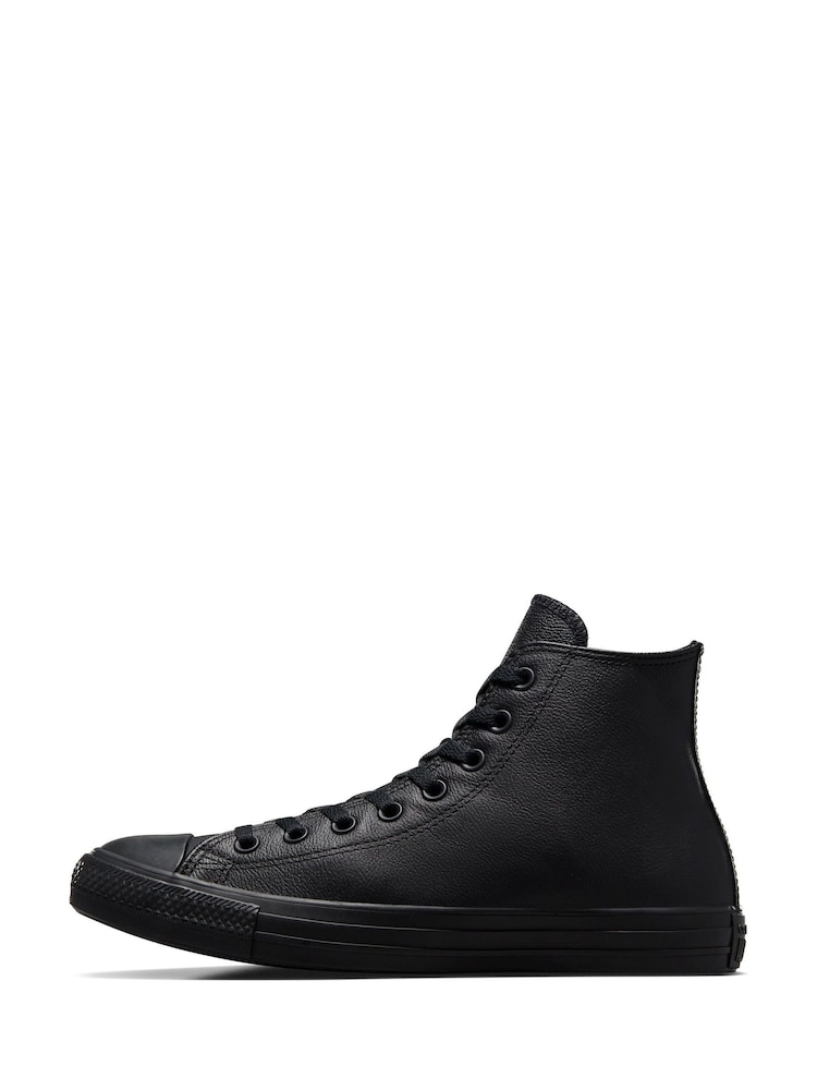 Converse Black Leather High Top Trainers - Image 2 of 11