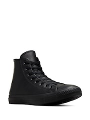 Converse Black Leather High Top Trainers - Image 3 of 11