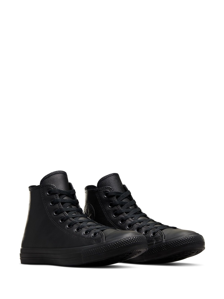 Converse Black Leather High Top Trainers - Image 4 of 11