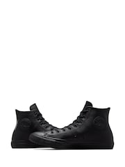 Converse Black Leather High Top Trainers - Image 5 of 11