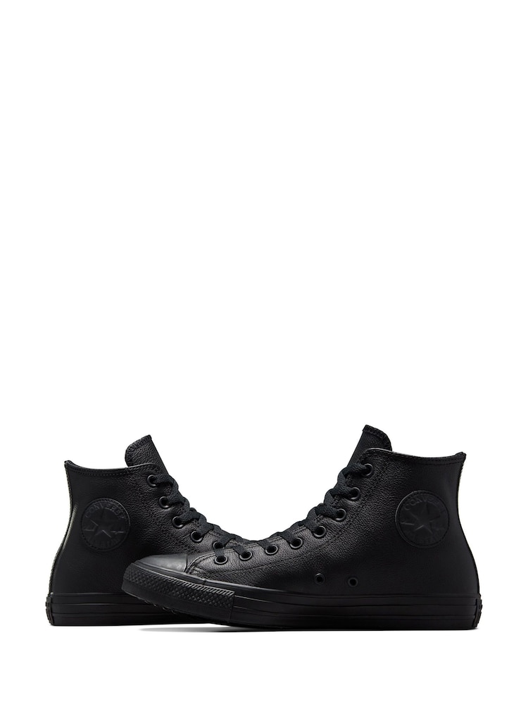 Converse Black Leather High Top Trainers - Image 5 of 11