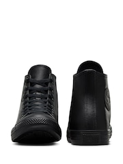 Converse Black Leather High Top Trainers - Image 7 of 11