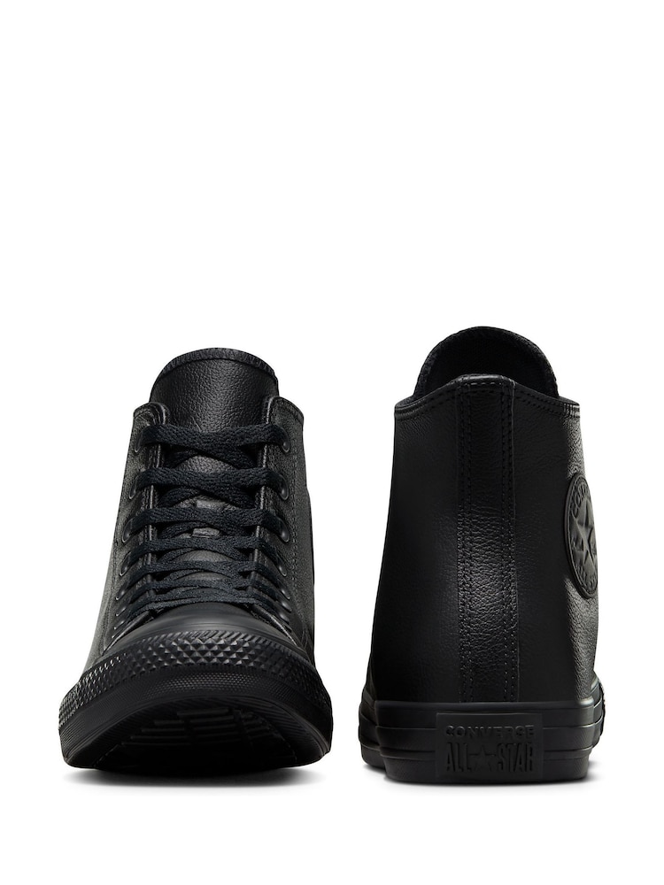 Converse Black Leather High Top Trainers - Image 7 of 11