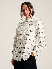 Joules Henrietta Cream Horse Print Frill Blouse - Image 3 of 8