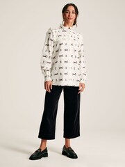 Joules Henrietta Cream Horse Print Frill Blouse - Image 4 of 8
