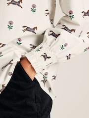 Joules Henrietta Cream Horse Print Frill Blouse - Image 6 of 8