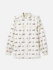 Joules Henrietta Cream Horse Print Frill Blouse - Image 8 of 8