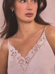 Cream Broderie Lace Trim Cami Top - Image 5 of 7