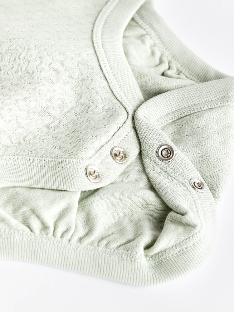 Multi Pastel 100% Cotton Pointelle Puff Sleeve Bodysuits 5 Pack - Image 7 of 7