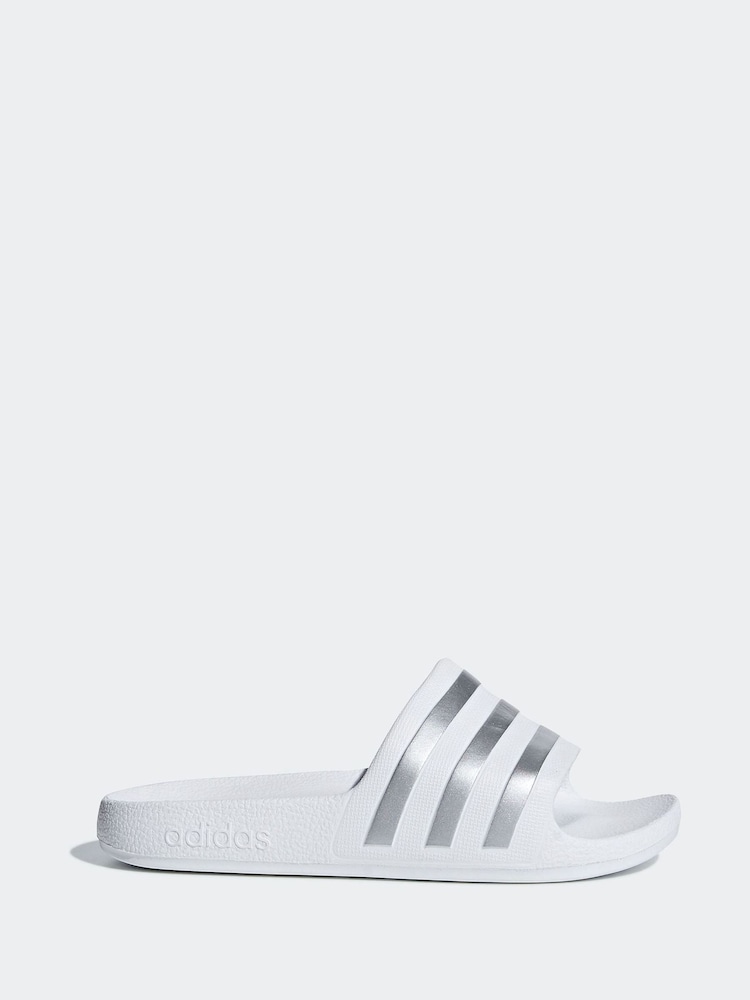 adidas White Adilette Youth Kids Sliders - Image 1 of 10