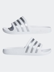 adidas White Adilette Youth Kids Sliders - Image 5 of 10