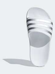 adidas White Adilette Youth Kids Sliders - Image 6 of 10