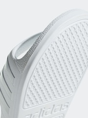 adidas White Adilette Youth Kids Sliders - Image 9 of 10