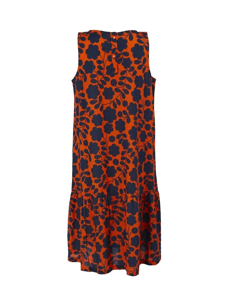 Regatta Orange Orla Kiely Summer Sleeveless 100% Cotton Dress - Image 8 of 8