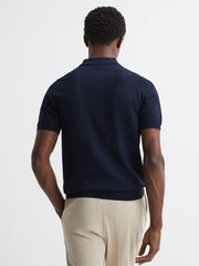 Reiss Navy Fizz Knitted Half-Zip Polo T-Shirt - Image 5 of 5