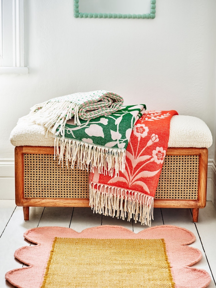 Oliver Bonas Yellow Cecily Woven Scalloped Wool Runner - Image 4 of 4