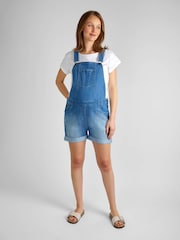 JoJo Maman Bébé Light Wash Blue Denim Short Maternity Dungarees - Image 5 of 7