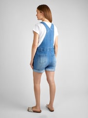 JoJo Maman Bébé Light Wash Blue Denim Short Maternity Dungarees - Image 6 of 7