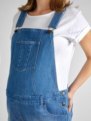JoJo Maman Bébé Light Wash Blue Denim Short Maternity Dungarees - Image 7 of 7