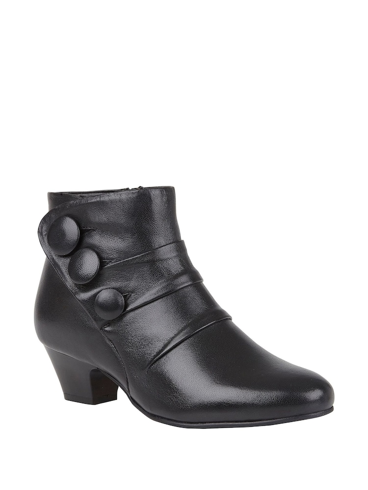 Lotus Black Leather Ankle Boots - Image 1 of 4