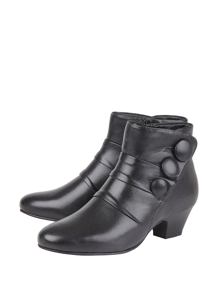 Lotus Black Leather Ankle Boots - Image 2 of 4