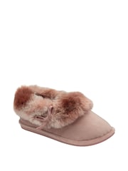 Dunlop Pink Ladies Faux Fur Full Slippers - Image 1 of 4