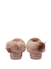 Dunlop Pink Ladies Faux Fur Full Slippers - Image 3 of 4