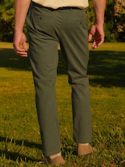Khaki Green Slim Smart Textured Chino Trousers - Image 2 of 3