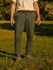 Khaki Green Slim Smart Textured Chino Trousers - Image 3 of 3