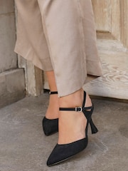 Linzi Black Natalia Open Back Stiletto Court Heels - Image 2 of 6