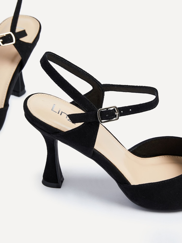 Linzi Black Natalia Open Back Stiletto Court Heels - Image 6 of 6