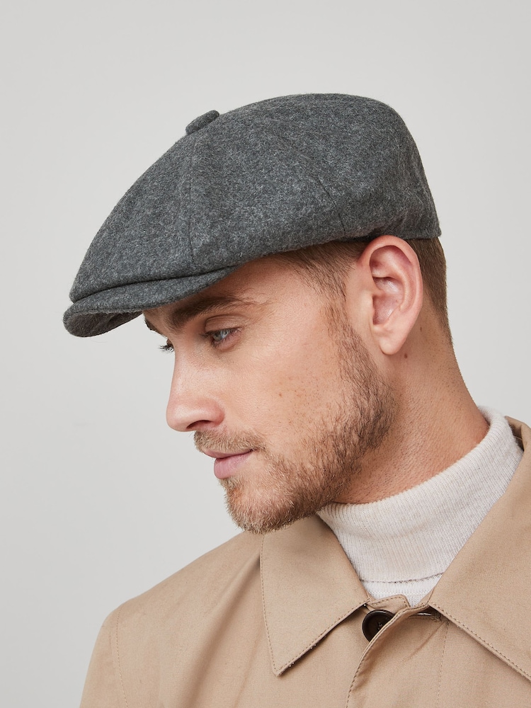 Grey 'Christys' London Wool Baker Boy Hat - Image 1 of 3