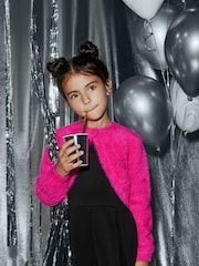 Bright Pink Fluffy Shrug Cardigan (12mths-16yrs) - Image 1 of 8