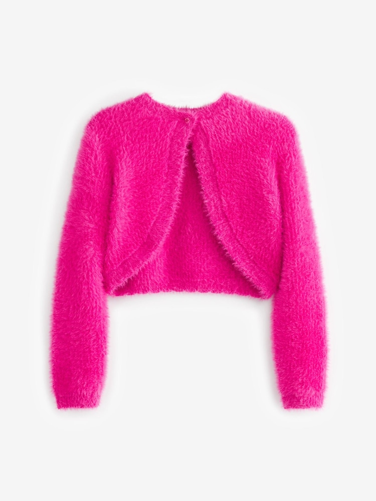 Bright Pink Fluffy Shrug Cardigan (12mths-16yrs) - Image 6 of 8